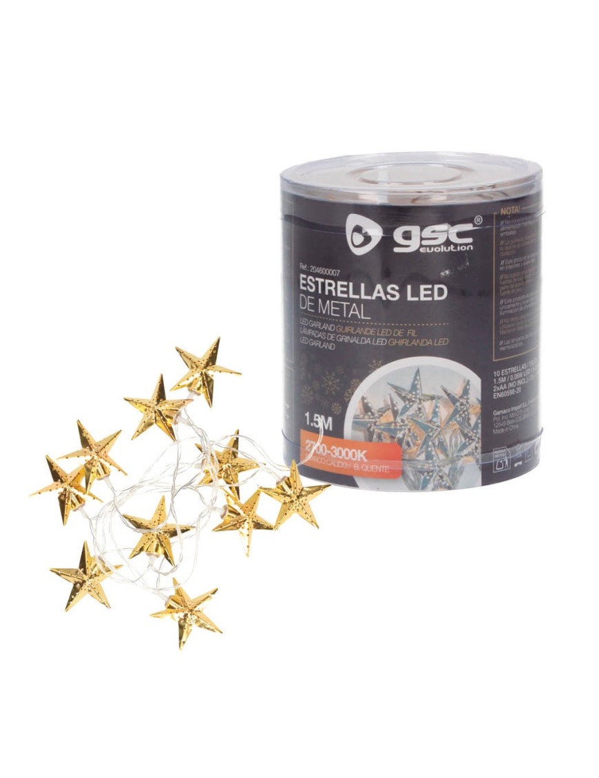 LUZ LED GSC ESTRELLAS DORADAS CALIDA 1,35 METROS