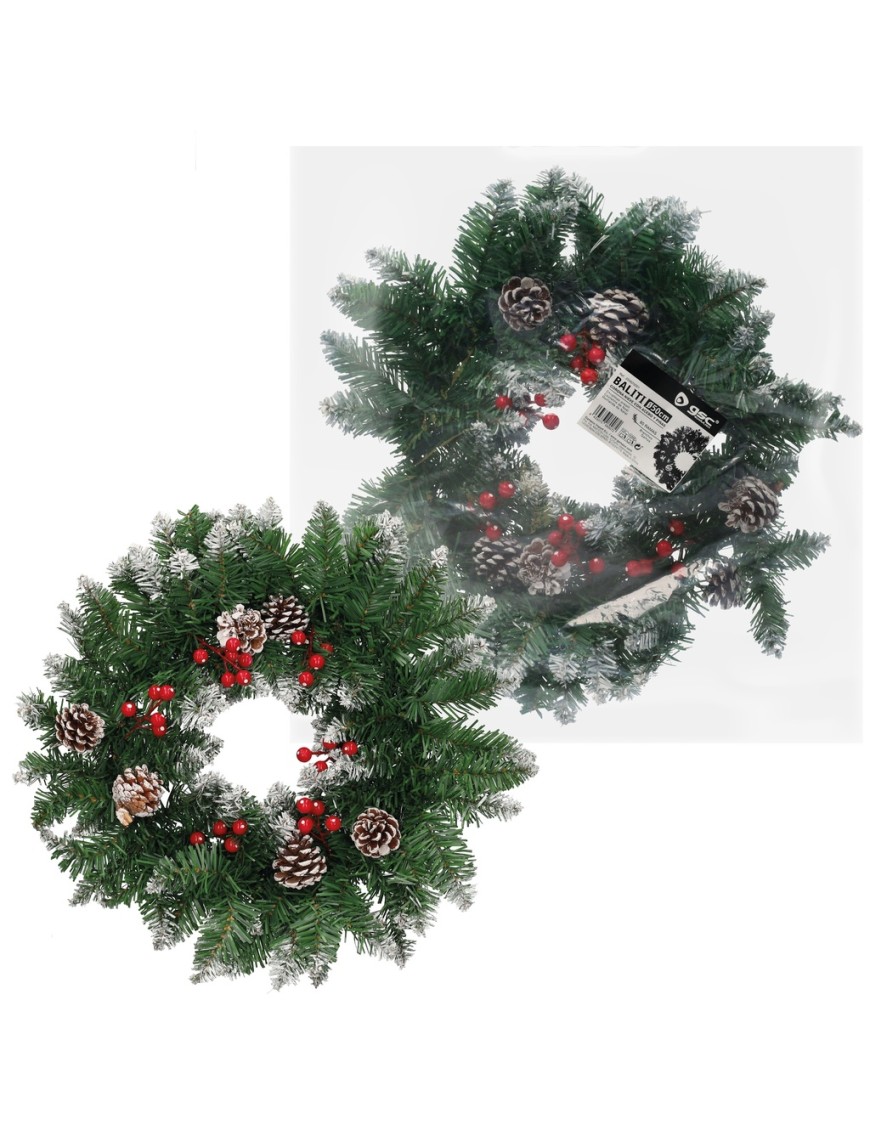 CORONA NAVIDAD GSC ACEBO Y PIÑAS 50CM X UD
