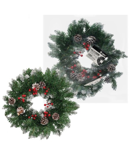 CORONA NAVIDAD GSC ACEBO Y PIÑAS 50CM X UD