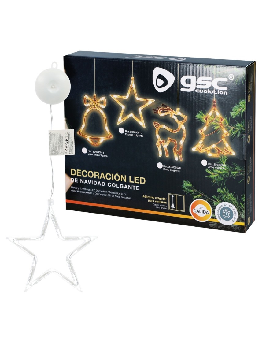 LUZ LED GSC ESTRELLA COLGANTE CALIDA 175X175 MM