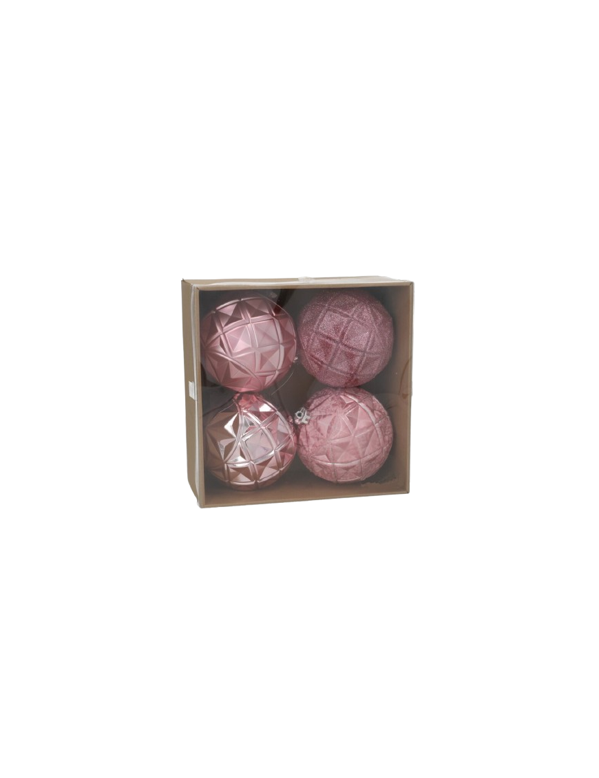 ADORNO NAVIDEÑO GERIMPORT BOLAS ROSAS P/4U