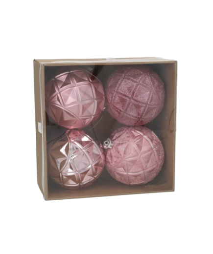 ADORNO NAVIDEÑO GERIMPORT BOLAS ROSAS P/4U