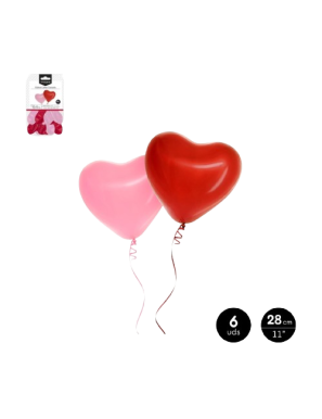 SET GLOBO ROJO Y ROSA SAN VALENTIN 28CM 6UD