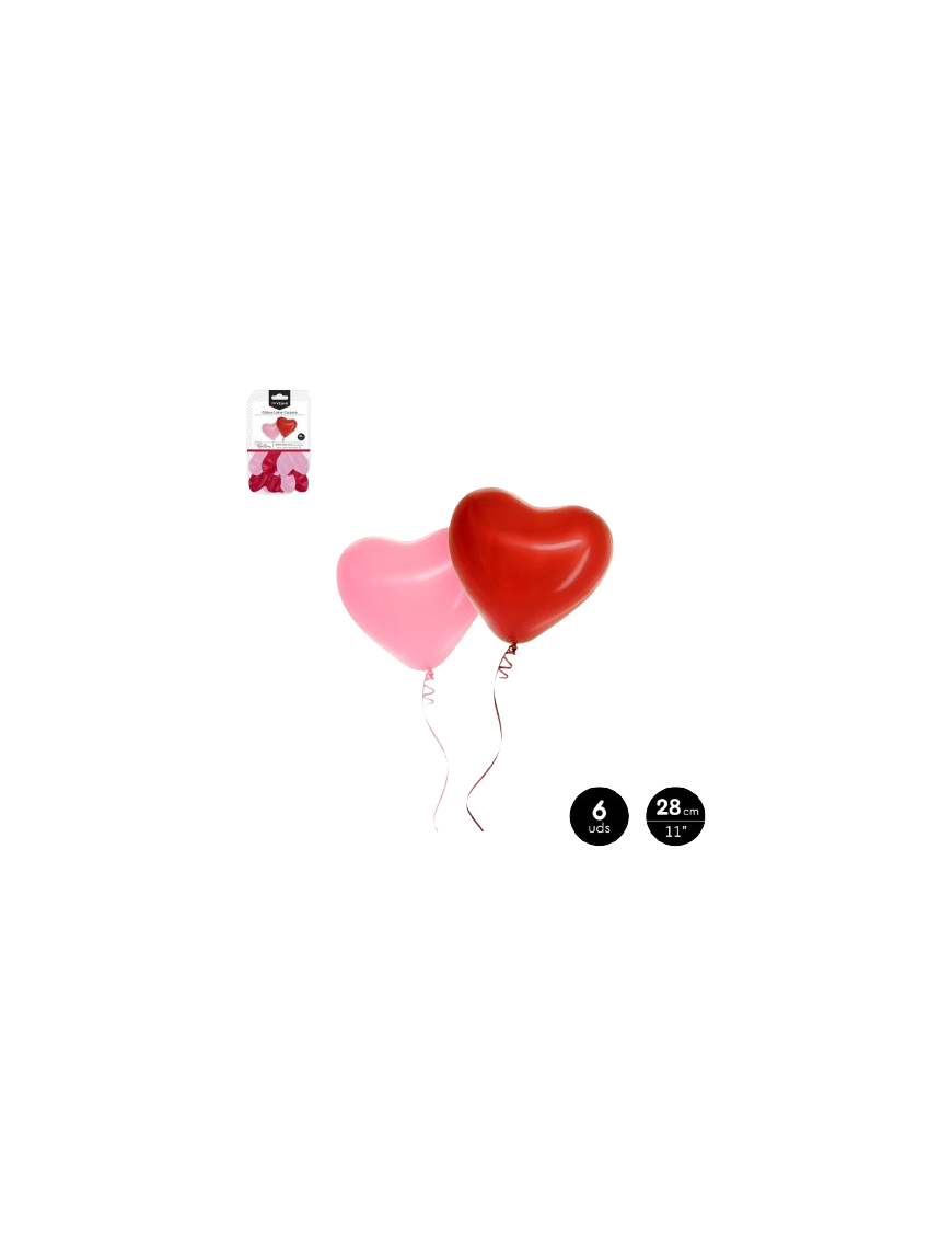 SET GLOBO ROJO Y ROSA SAN VALENTIN 28CM 6UD