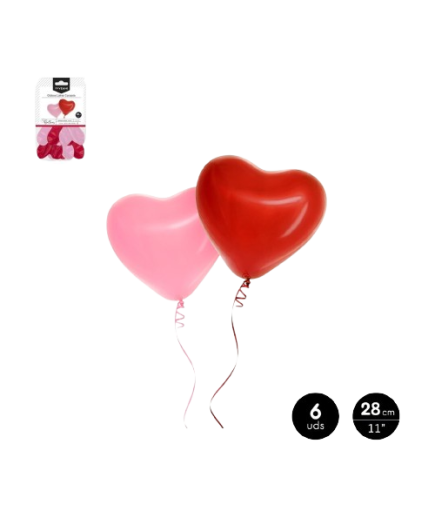 SET GLOBO ROJO Y ROSA SAN VALENTIN 28CM 6UD