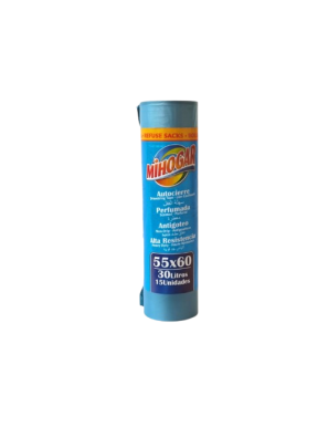 B/BASURA 55X60 AUTOCIERRE MIHOGAR 30L AZUL P/15UD