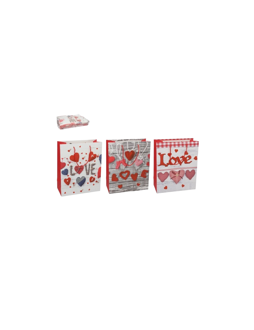 BOLSA REGALOS SAN VALENTIN 18X10X23CM X UD