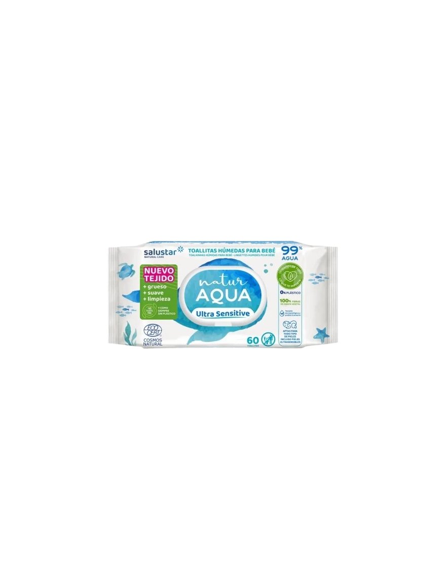 TOALLITAS HUMEDAS BEBE SALUSTAR NATURAQUA P/60 UD
