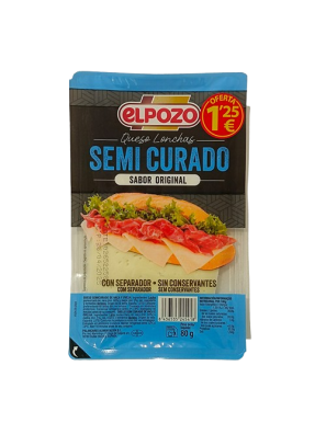 QUESO LONCHA EL POZO SEMICURADO (1,25€) B/80 GR