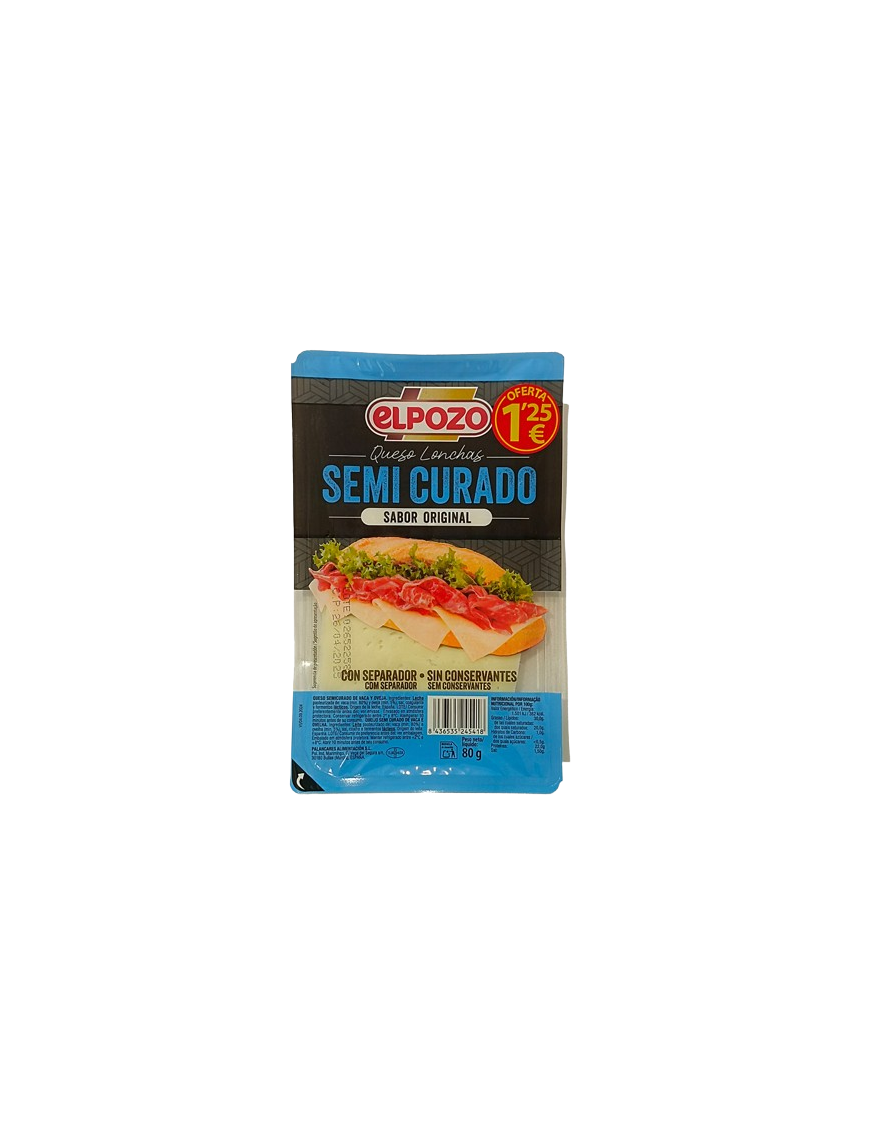 QUESO LONCHA EL POZO SEMICURADO (1,25€) B/80 GR