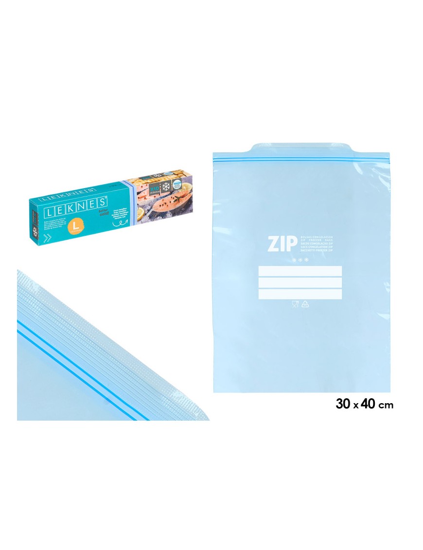 BOLSA CONGELACION LEKNES ZIP 30X40 L P/10 UD