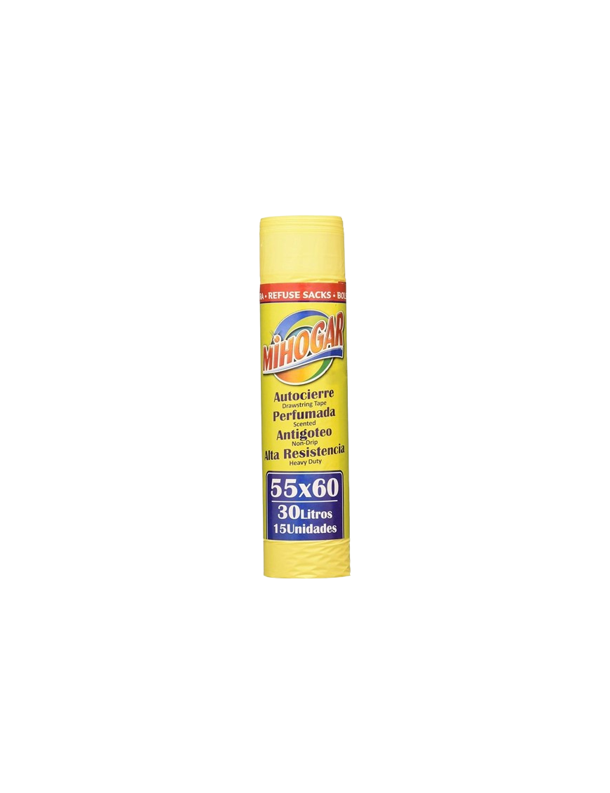 B/BASURA 55X60 AUTOCIERRE AMARILLA MIH 30L B/15 UD