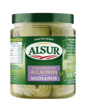 ALCACHOFA CORAZON 08/10 MEDIANOS ALSUR T/C 320 GR