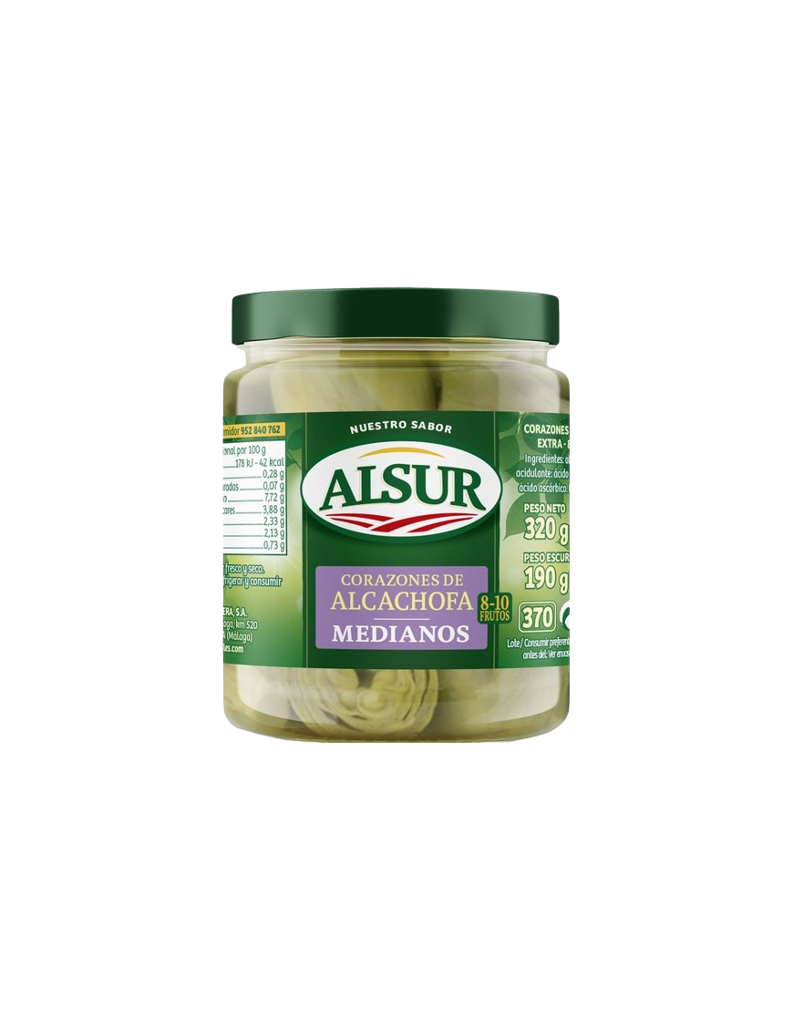 ALCACHOFA CORAZON 08/10 MEDIANOS ALSUR T/C 320 GR