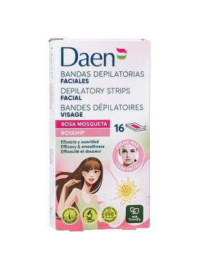DEPILATORIO DAEN BANDAS FACIALES R/MOSQUETA P/16UD