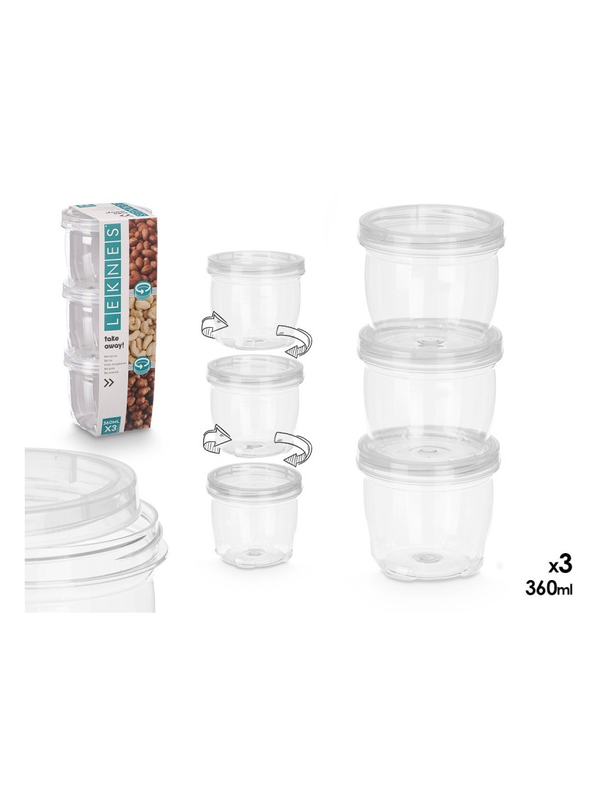 TARRO PLASTICO LEKNES 360ML P/3UD