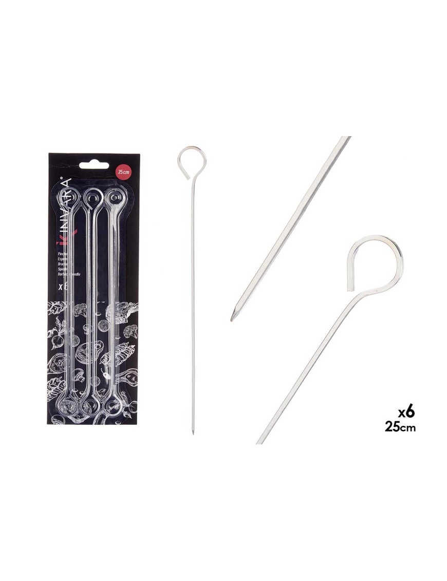 PINCHO BROCHETA METAL KINVARA 25CM P/6UD