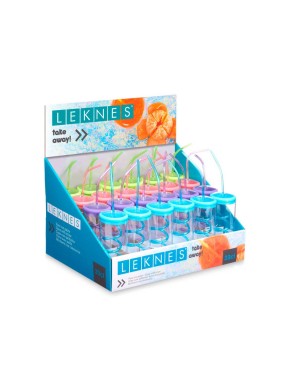 VASO PAJITA ESPIRAL LEKNES COLORES 330ML UNIDAD
