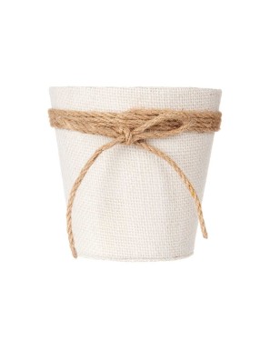 MACETERO TELA C/LAZO 12.5X12CM BLANCO UNIDAD