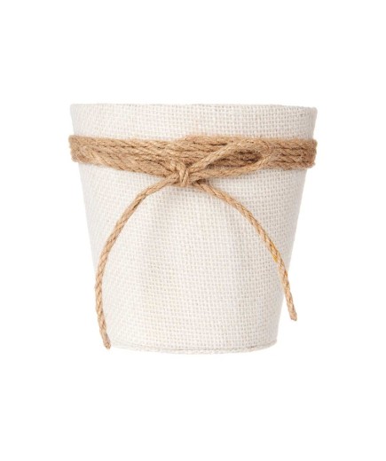 MACETERO TELA C/LAZO 12.5X12CM BLANCO UNIDAD