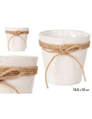 MACETERO TELA C/LAZO 12.5X12CM BLANCO UNIDAD