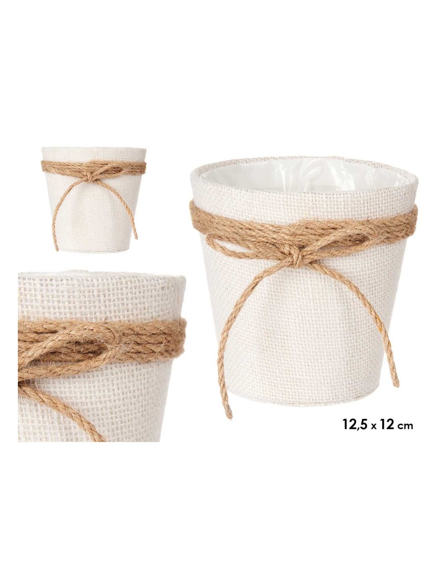 MACETERO TELA C/LAZO 12.5X12CM BLANCO UNIDAD