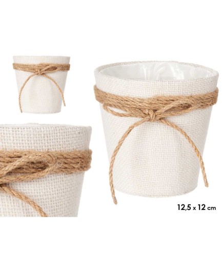 MACETERO TELA C/LAZO 12.5X12CM BLANCO UNIDAD