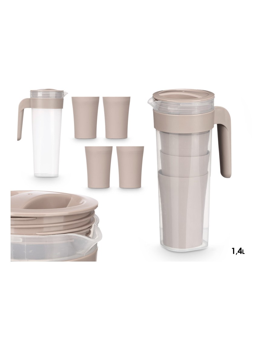 JARRA 1.4L+ 4 VASOS COLORES UNIDAD
