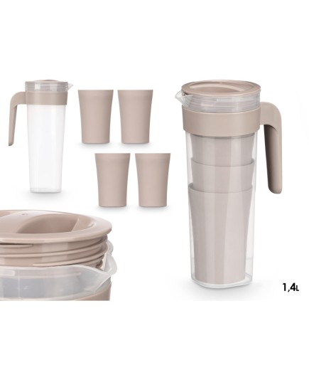 JARRA 1.4L+ 4 VASOS COLORES UNIDAD