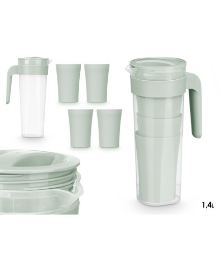 JARRA 1.4L+ 4 VASOS COLORES UNIDAD