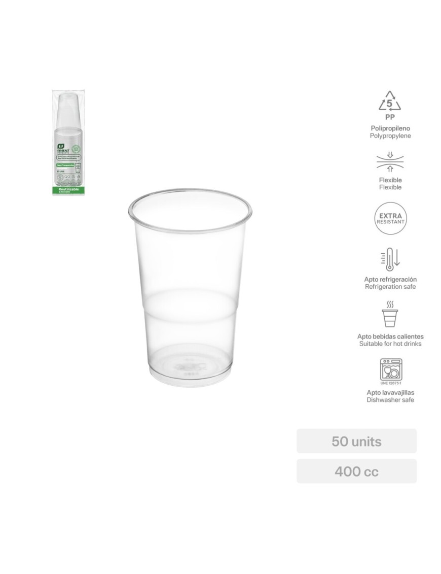 VASO PLASTICO 400CC MAXI R/5202R B/50UD
