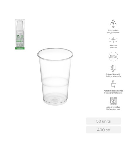 VASO PLASTICO 400CC MAXI R/5202R B/50UD