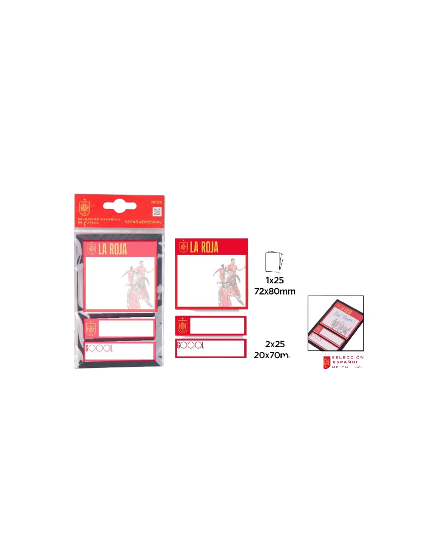 PP NOTAS SELECCION ESPAÑOLA 72X80 MM P/25UD