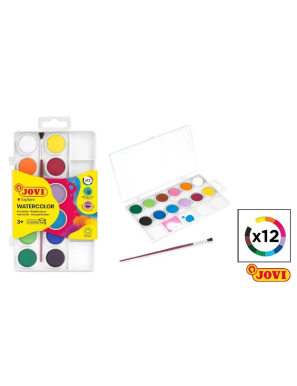 PP ACUARELAS + PINCEL JOVI 12 COLORES UNIDAD