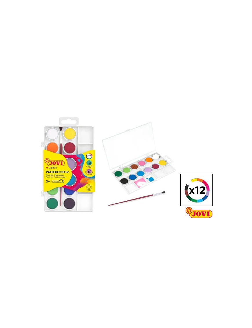 PP ACUARELAS + PINCEL JOVI 12 COLORES UNIDAD