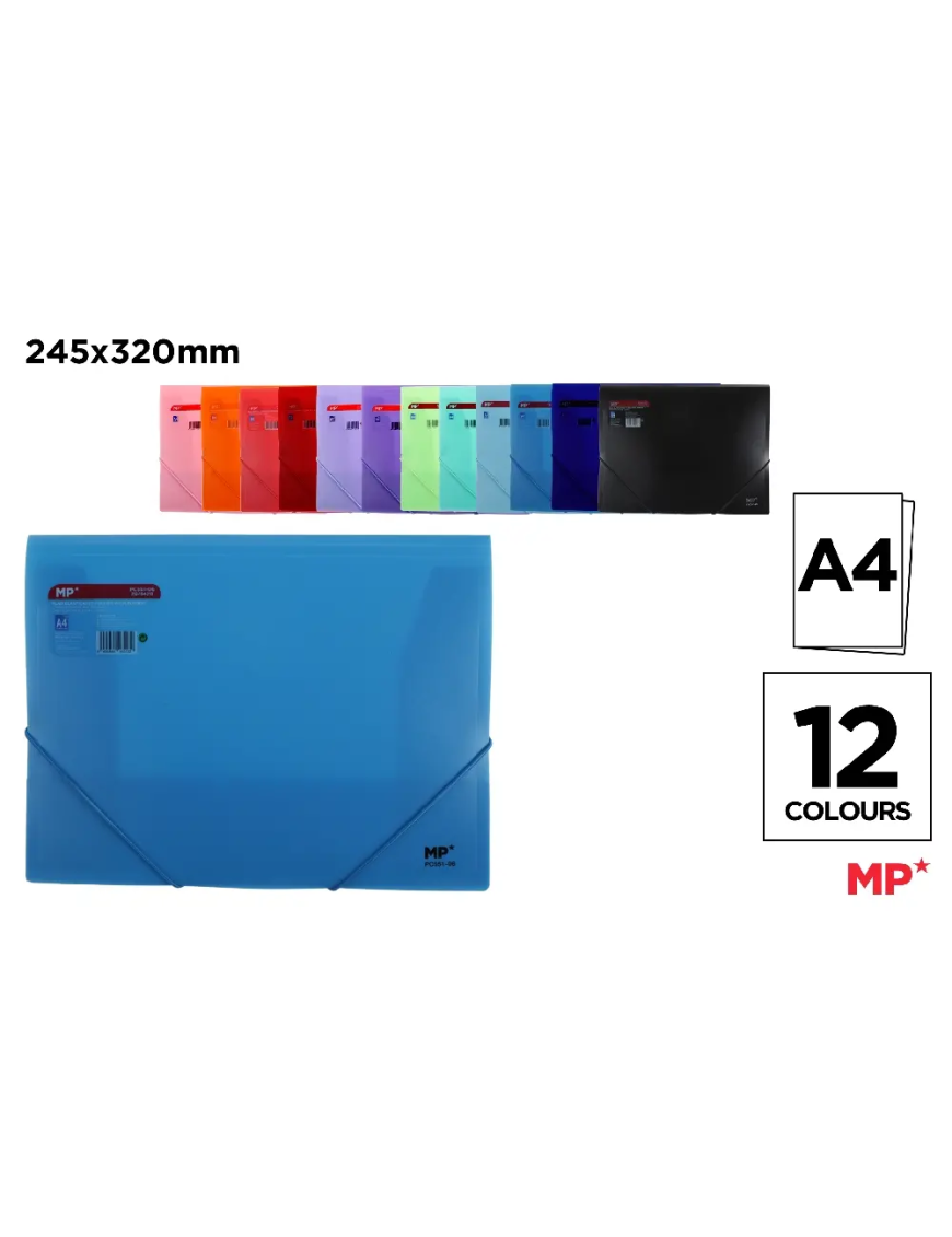 PP CARPETA MP A4 C/SOLAPA Y GOMA COLORES UD