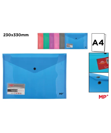 PP CARPETA SOBRE MP A4 TRANSL COLORES C/BOTON UD