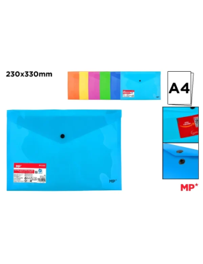 PP CARPETA SOBRE MP A4 TRANSL COLORES C/BOTON UD