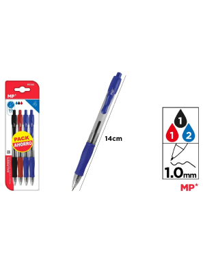 PP BOLIGRAFO MP 1MM 12AZUL-6NEGRO-3ROJO PACK-21 UD