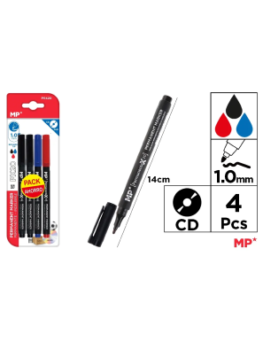 PP ROTULADOR PERMANENTE MP 1MM 2NEGROS-AZUL-ROJO