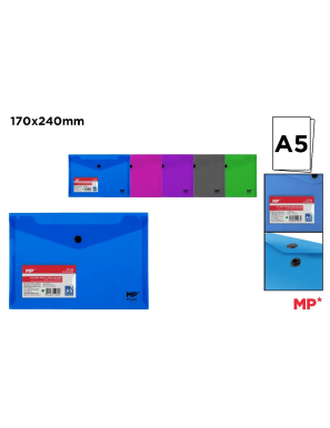 PP CARPETA SOBRE MP A5 TRANSL COLORES C/BOTON UD