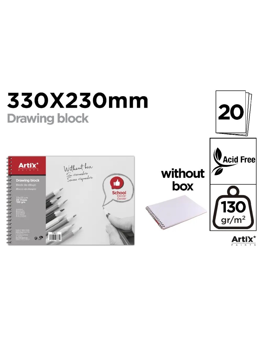PP BLOC DIBUJO Fº S/RECUADRO ESPIRAL 20 HOJAS UD