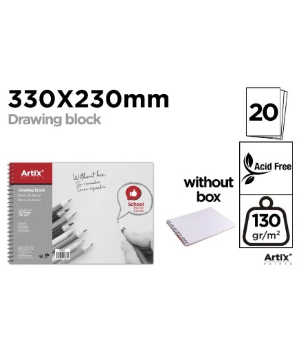 PP BLOC DIBUJO Fº S/RECUADRO ESPIRAL 20 HOJAS UD