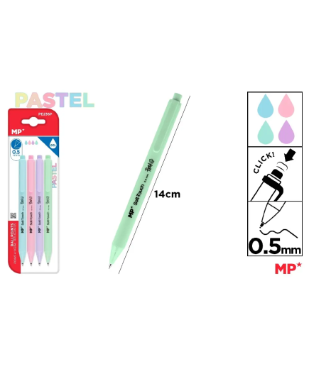PP BOLIGRAFO MP GEL 0,5MM COLORES PASTEL P/4UD