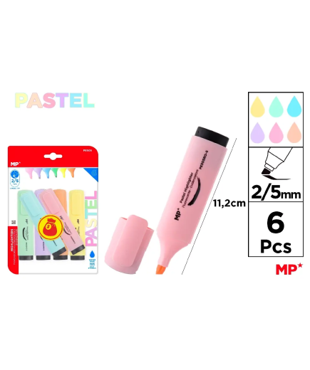 PP SUBRAYADOR MP COLORES PASTEL P/6UD