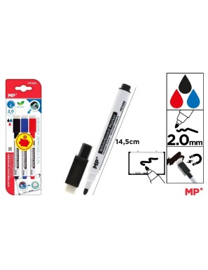 PP ROTULADOR MP P/PIZARRA C/BORRADOR 3 COLORES UD