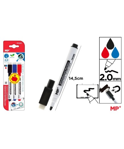 PP ROTULADOR MP P/PIZARRA C/BORRADOR 3 COLORES UD
