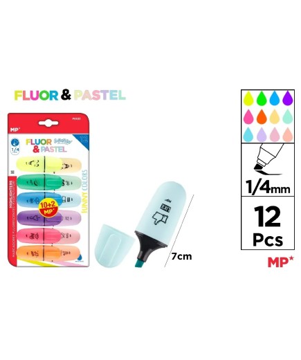 PP SUBRAYADOR MP FLUORESCENTE Y PASTEL PACK-12