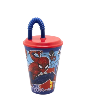 VASO C/PAJITA SPIDERMAN 430ML UNIDAD
