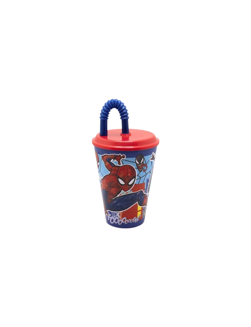 VASO C/PAJITA SPIDERMAN 430ML UNIDAD